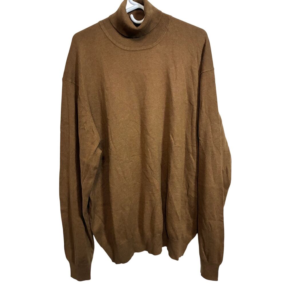 Orvis Men’s XL Brown Cotton Silk Cashmere Turtleneck Sweater